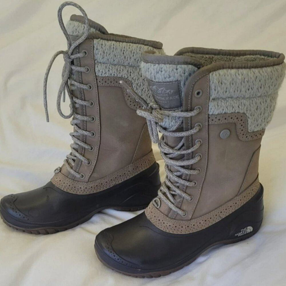 The North Face Shellista II Split Rock brown Faux Fur Winter boots Womans 6.5